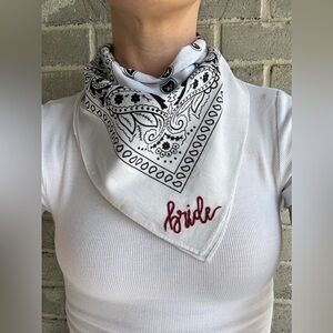 White & Maroon Bride Bandana